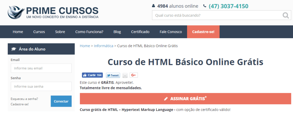 cursos grátis de html e css