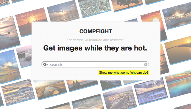 área de pesquisa na página inicial do site compfight que contém diversas imagens gratuitas para download