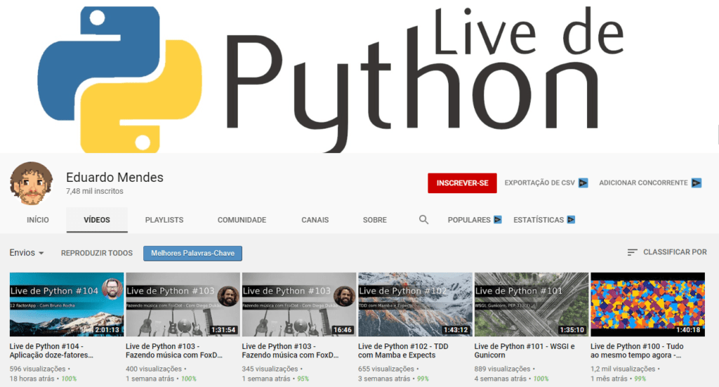 mais um canal de programação no youtube que foca apenas na linguagem python