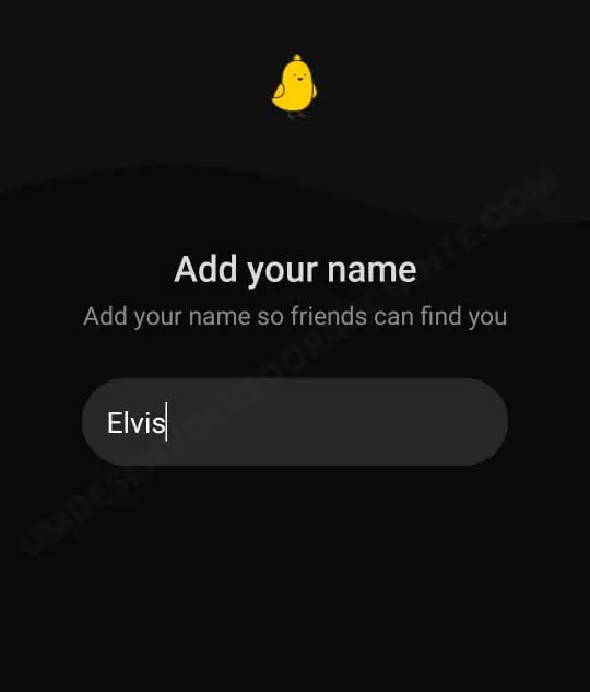 inserir seu nome de usuário que seja ser exibido no koo
