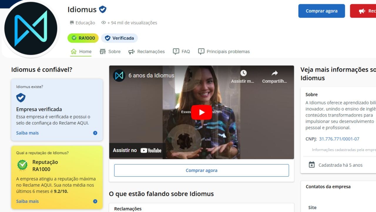 reclame aqui idiomus