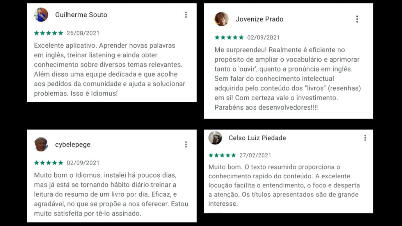 depoimento e avaliações dos alunos da idiomus